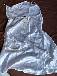 White Slip Dress In Satin