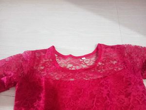 Summer Special Maroon Stylish Net Tunic