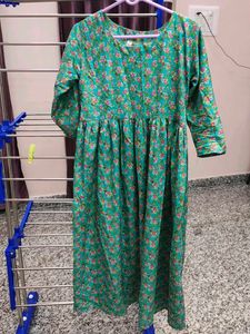 Floral Print Green Dress