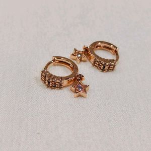 Rose Gold Star Drop Earrings
