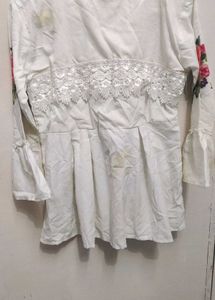White Flower Print Top