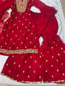 Hot Red Heavy Garara Suit ❤️