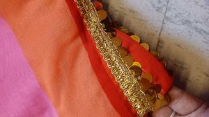 Vibrant Striped Sarre with Gold Trim