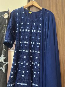 Elegant Blue Embroidered Kurta Set
