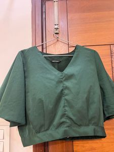 Green V-Neck Top