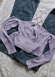 Lavender Long Sleeve Crop Top