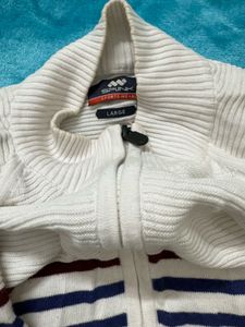 Striped Zip-Up Sweater + free gift