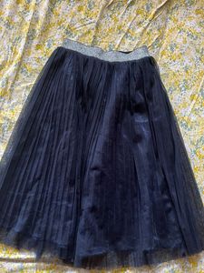 Pleated Black Tulle Skirt