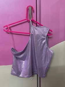 Chic Metallic Lavender Crop Top