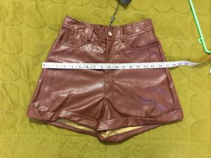 Highwaisted Faux Leather Shorts Waist 26-28