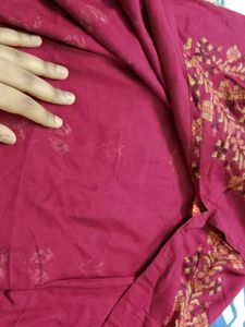 Maroon Embroidered Kurta