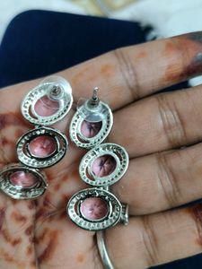 Glass Pink American Diamond Set