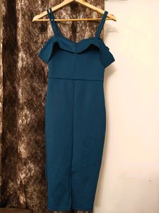 Teal Corset Bodycon Off Shoulder Dress