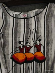 Striped Embroidered Kurta