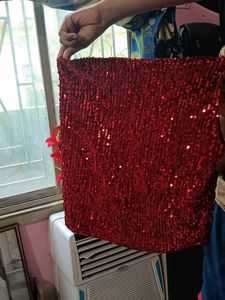 Red Sequin Sleeveless Top