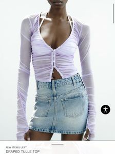 Zara Purple Ruched Long Sleeve Top