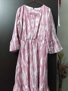 Pink Patterned Midi Dress
