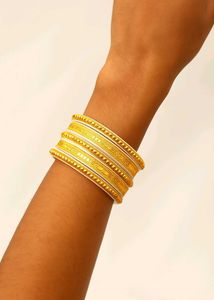 Pola Bangles Set Of 5. Brass With Gold Plated.