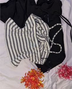Striped Bow Top.NEW WITHOUT TAG