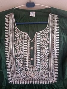 Green Embroidered Short Kurti