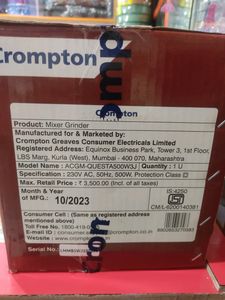 CROMPTON QUESTA MIXER GRINDER 500W