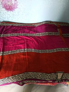 Embroidery Brown&amp;Pink Combination Design Saree