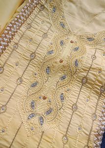 Lime Yellow Dress Meterial For Haldi