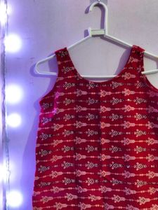 Red &amp; White Sleeveless Dress