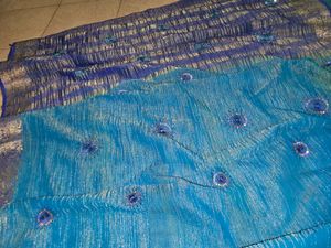 Blue Crepe Saree With Blouse
