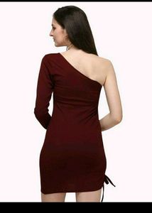 Offer For Today,🙊👈Burgundy One-Shoulder Mini Dr