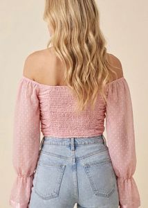 Chic Pink Off-Shoulder Crop Top
