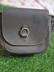 Vintage Grey Leather Shoulder Bag