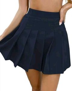 Navy Blue Pleated Mini Skirt