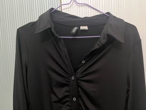 H&amp;M Black Ruched Mini Dress