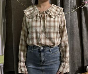Cute Plaid Ruffle Blouse