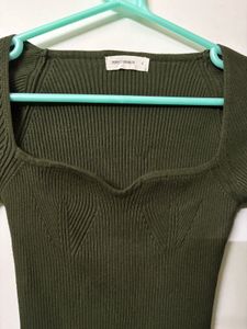 Dark Green Ribbed Top