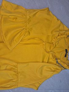 Mustard Top with Ruffle Detail