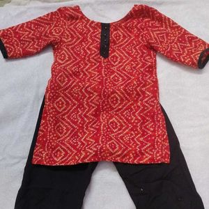 orange printed Kurta Set