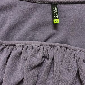 Purple Square Neck Long Sleeve Crop Top