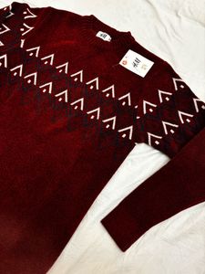 Stylish Maroon Patterned Sweater