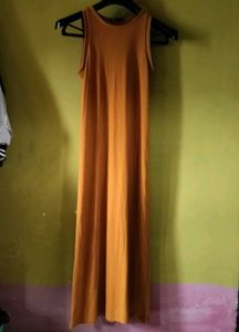 Zara-Mustard Maxi bodycon Dress