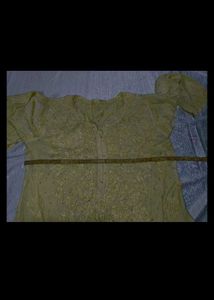Yellow Embroidered Chinakri  Kurti