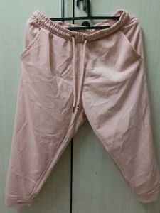 Pink Cropped Joggers And Grey Full Length Jogger