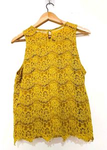 SOPHIE RUE Mustard Sleeveless Net Top