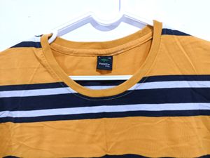 Yellow Unisex Striped T-shirt