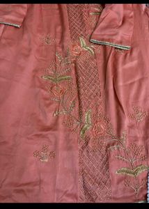 Embroidered Kurta Set With Salwar And Dupatta