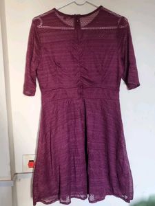 Burgundy Lace Fit &amp; Flare Dress