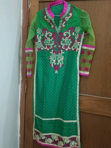 Green Embroidered Kurta