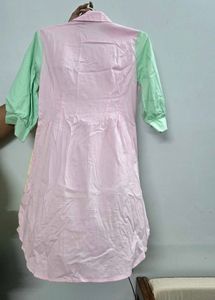 Pastel Colorblock Shirt Dress