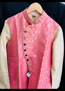 Manyavar three piece kurta pajama nehru jacket set